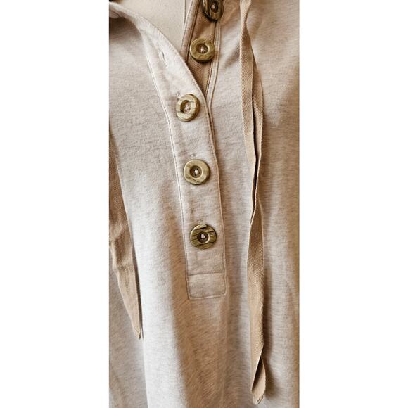 Susan‎ Graver Weekend Hooded Sweatshirt Cotton Tunic Women Size S Natural Cream - Picture 3 of 6
